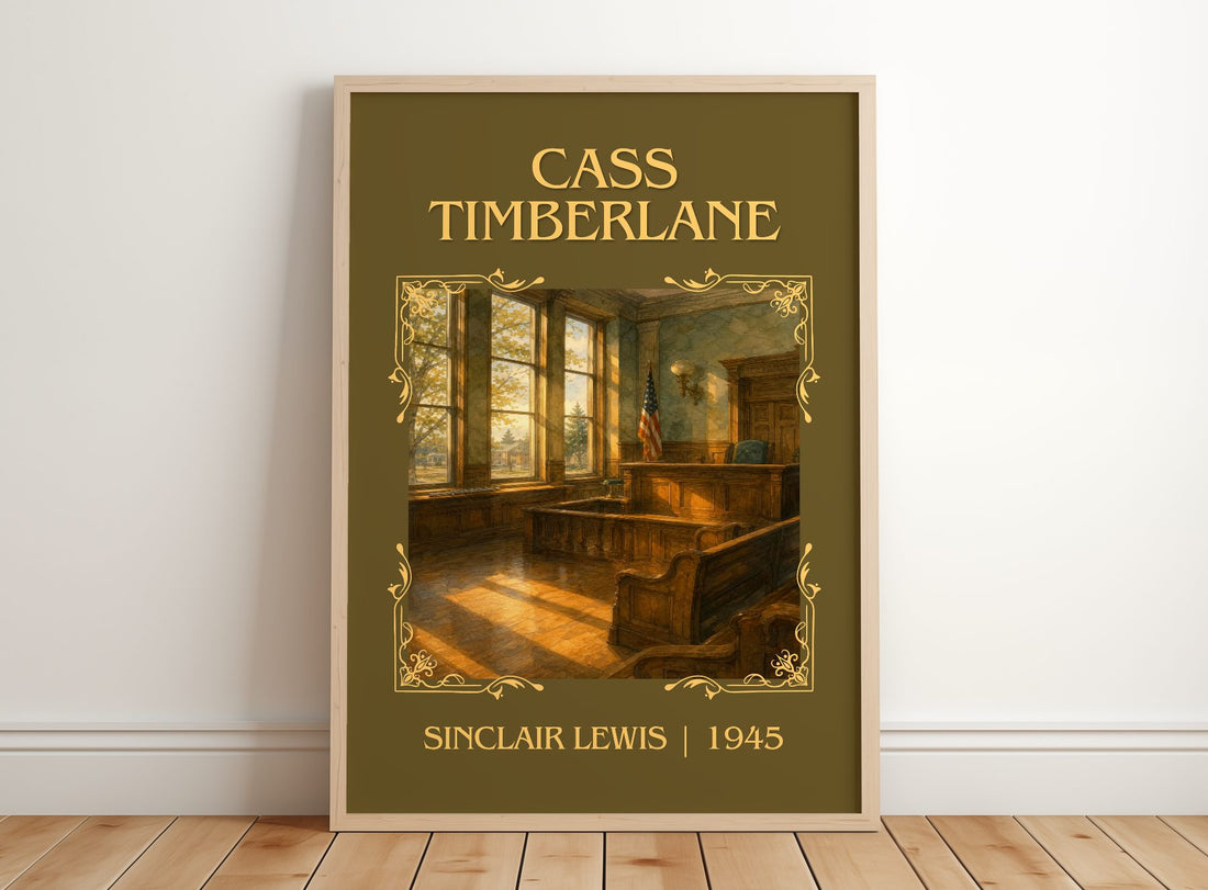 Cass Timberlane Classic Book Art Print by Sinclair Lewis – framed print leaning on a wooden floor