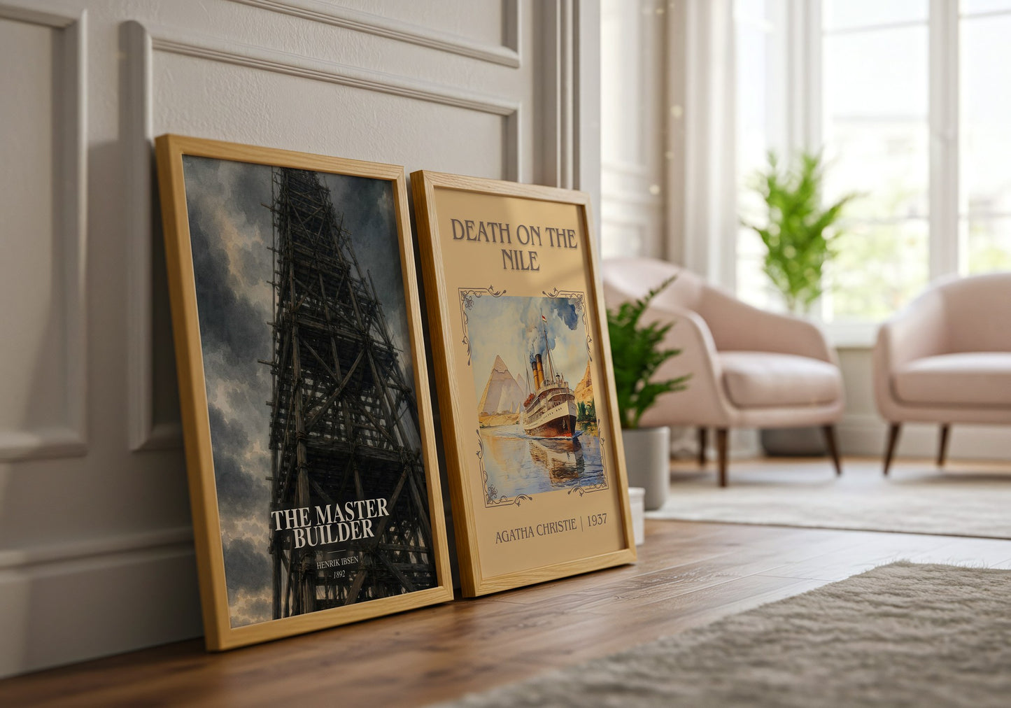 The Master Builder watercolour print framed by window – literary home decor