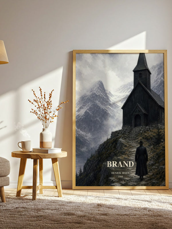 Brand watercolour print in frame leaning in hallway – classic literature wall art