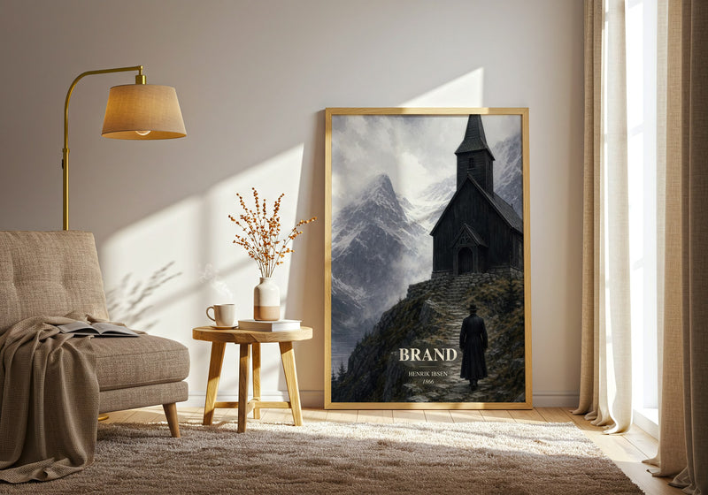 Brand watercolour print in frame leaning in hallway – classic literature wall art