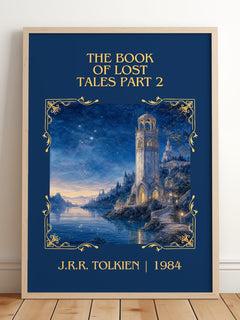 The Book Of Lost Tales Part 2 Classic Book Art Print by J.R.R. Tolkien – framed print leaning on a wooden floor