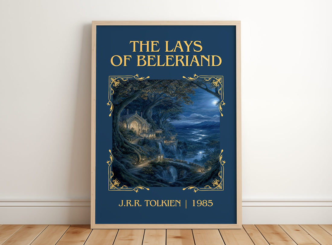 The Lays Of Beleriand Classic Book Art Print by J.R.R. Tolkien – framed print leaning on a wooden floor