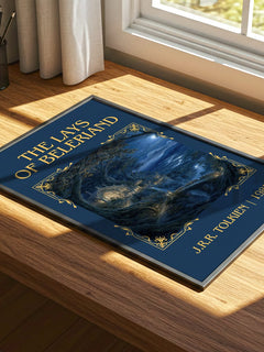 The Lays Of Beleriand Classic Book Art Print by J.R.R. Tolkien – print on a sunlit desk