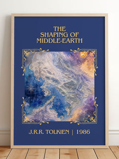 The Shaping Of Middle-Earth Classic Book Art Print by J.R.R. Tolkien – framed print leaning on a wooden floor