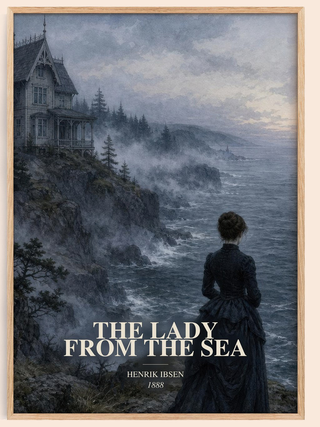 The Lady From The Sea watercolour book poster by Henrik Ibsen – framed literary art print