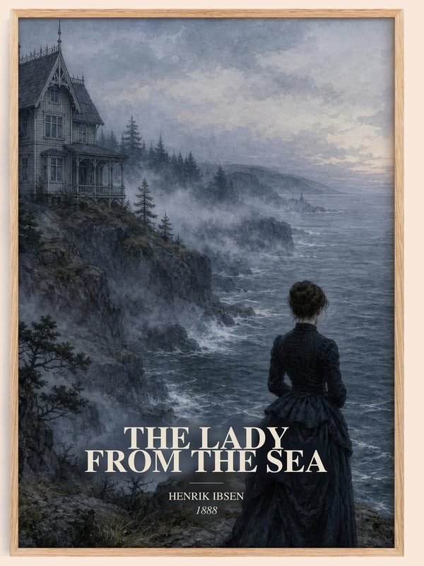 The Lady From The Sea watercolour book poster by Henrik Ibsen – framed literary art print