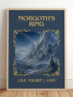 Morgoth's Ring Classic Book Art Print by J.R.R. Tolkien – framed print leaning on a wooden floor
