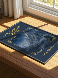 Morgoth's Ring Classic Book Art Print by J.R.R. Tolkien – print on a sunlit desk