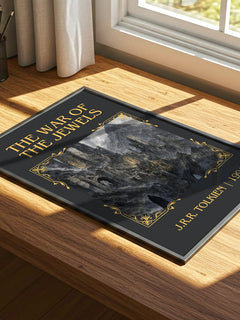 The War Of The Jewels Classic Book Art Print by J.R.R. Tolkien – print on a sunlit desk