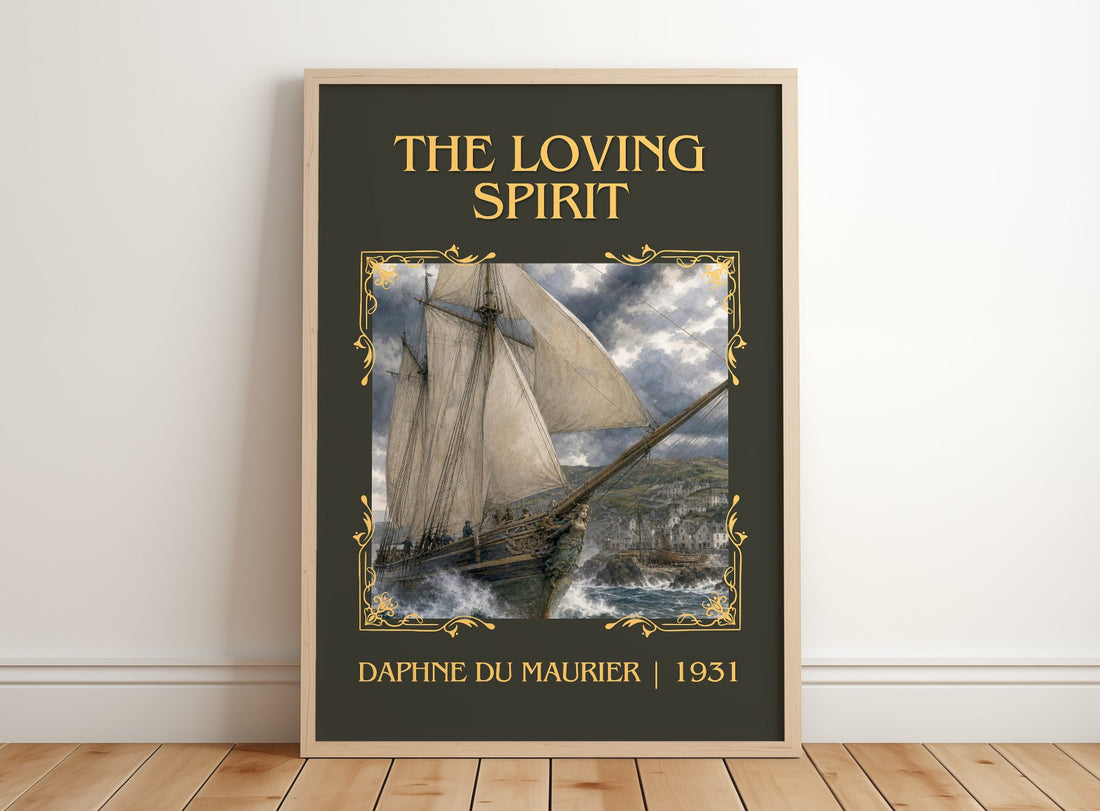 The Loving Spirit Classic Book Art Print by Daphne du Maurier – framed print leaning on a wooden floor