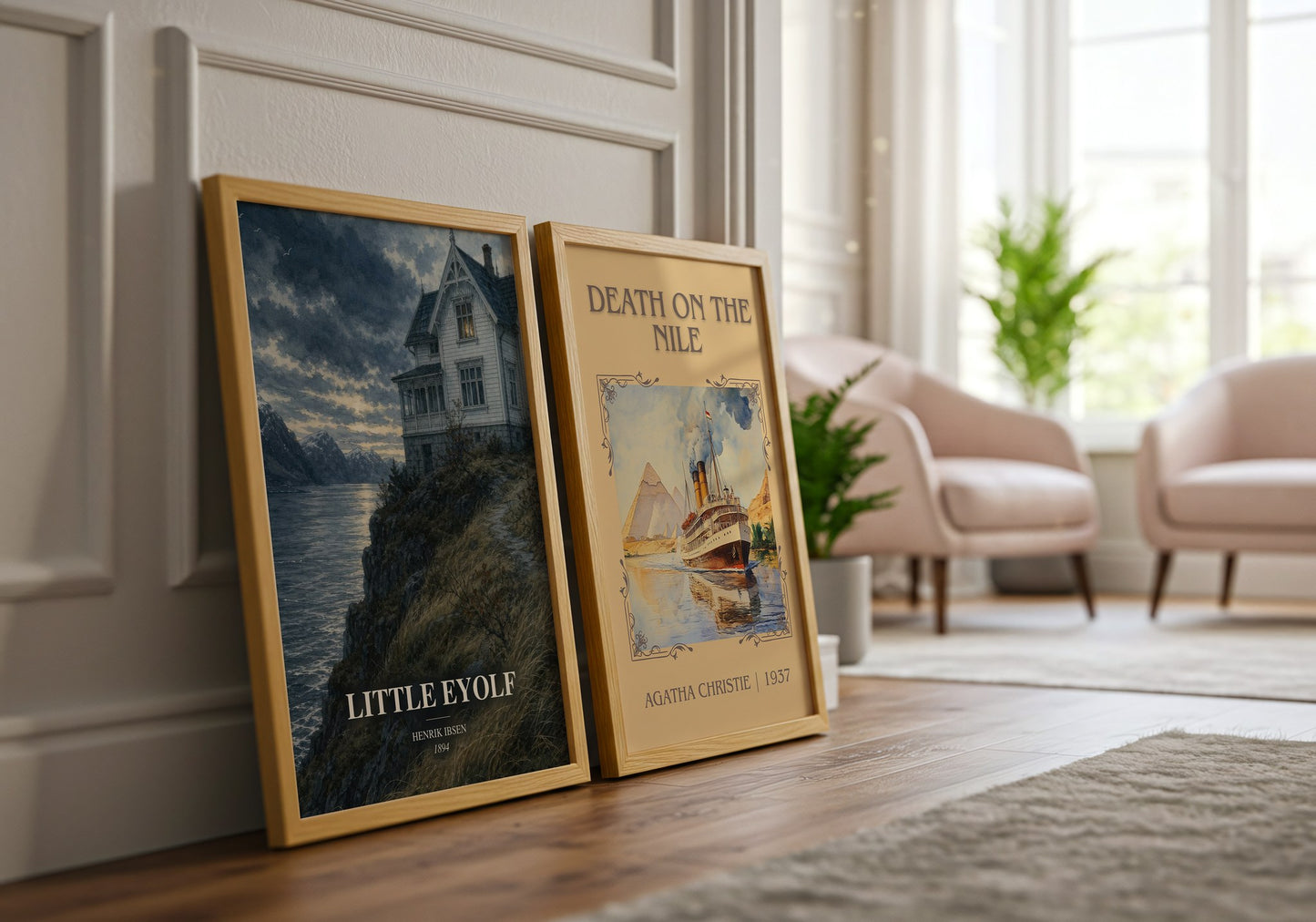 Little Eyolf watercolour print framed by window – literary home decor