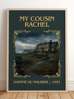 My Cousin Rachel Classic Book Art Print by Daphne du Maurier – framed print leaning on a wooden floor