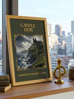 Castle Dor Classic Book Art Print by Daphne du Maurier – framed print on a city-view windowsill