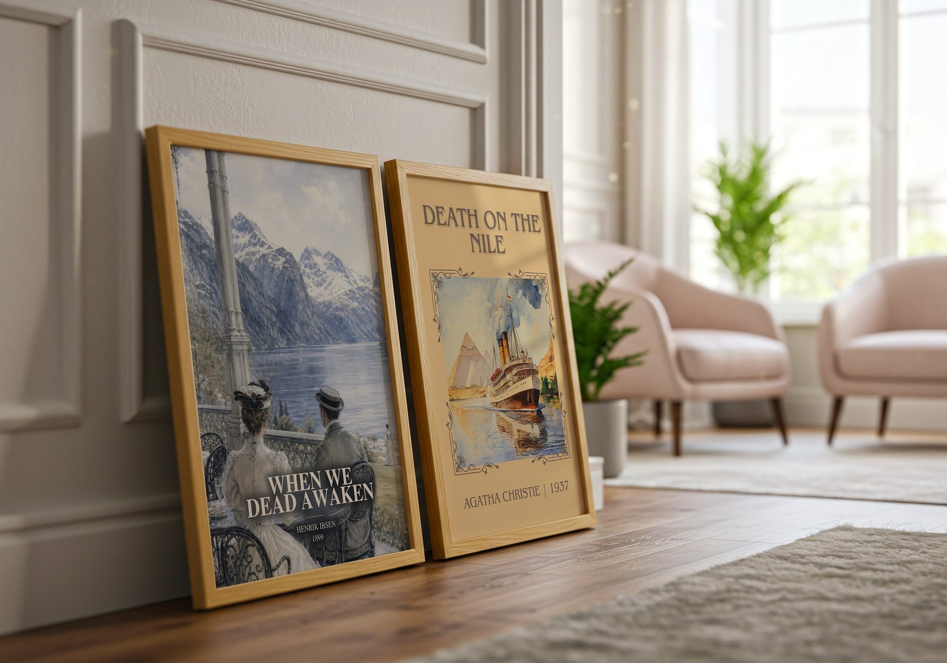 When We Dead Awaken watercolour print framed by window – literary home decor