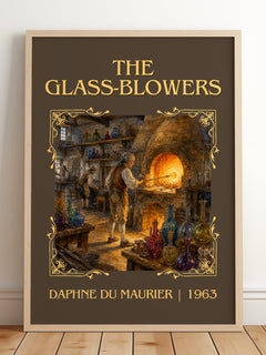 The Glass-Blowers Classic Book Art Print by Daphne du Maurier – framed print leaning on a wooden floor