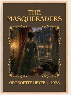 The Masqueraders Classic Book Art Print by Georgette Heyer – book poster