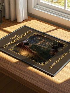 The Masqueraders Classic Book Art Print by Georgette Heyer – print on a sunlit desk