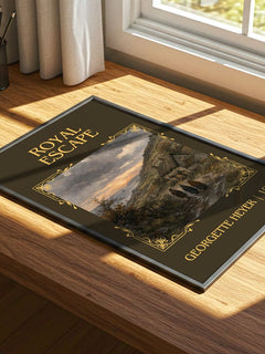 Royal Escape Classic Book Art Print by Georgette Heyer – print on a sunlit desk