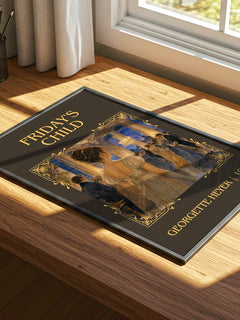 Friday's Child Classic Book Art Print by Georgette Heyer – print on a sunlit desk