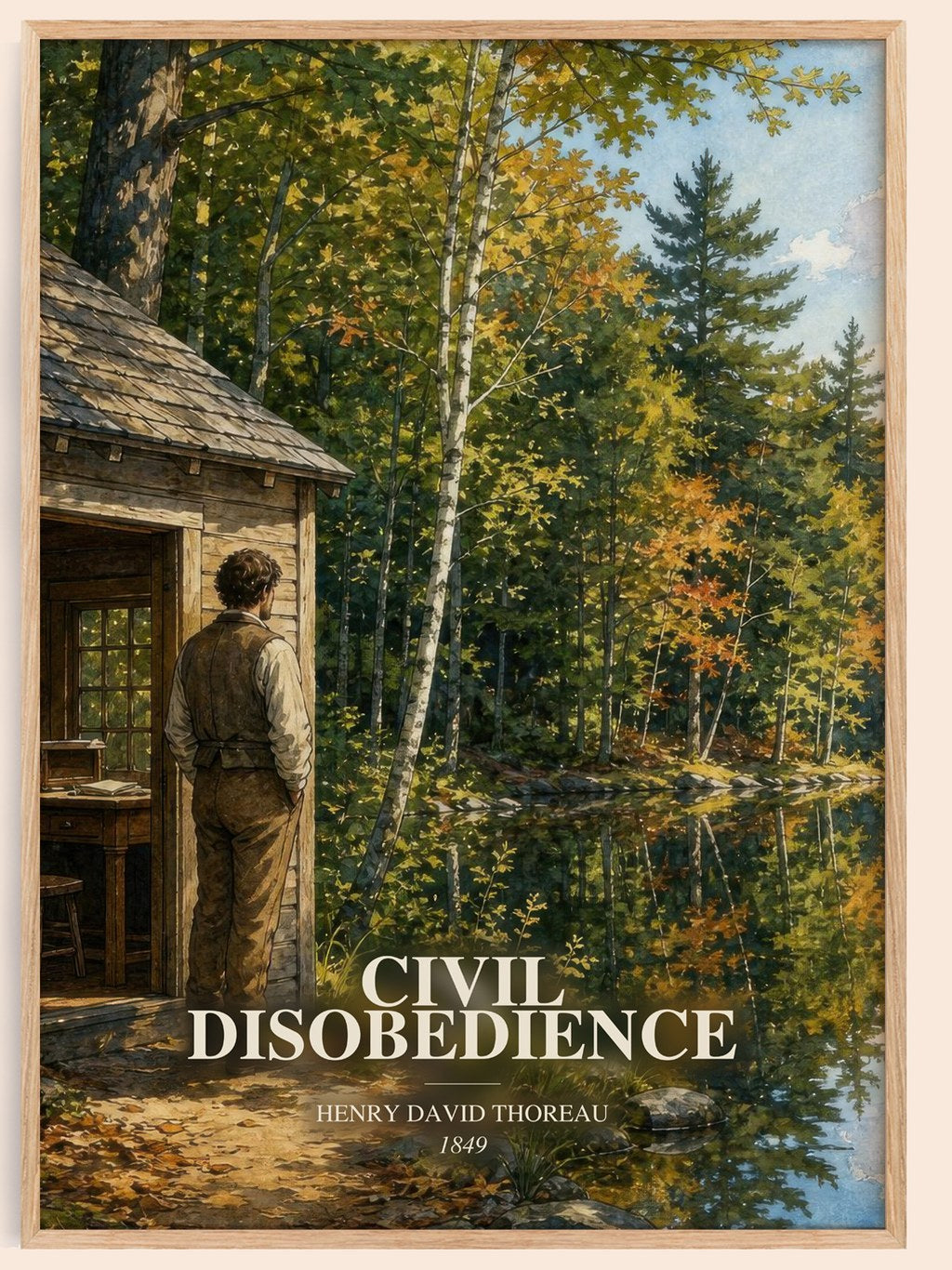 Civil Disobedience watercolour book poster by Henry David Thoreau – framed literary art print