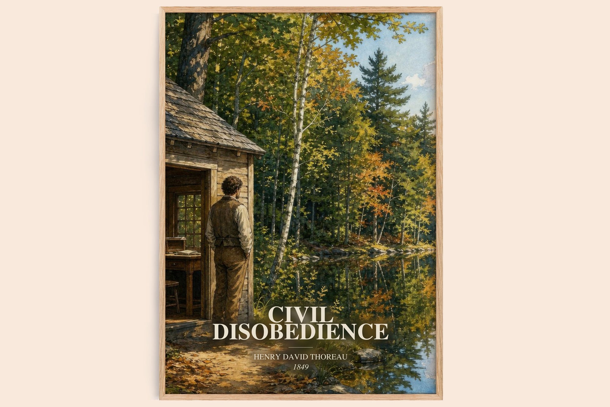 Civil Disobedience watercolour book poster by Henry David Thoreau – framed literary art print