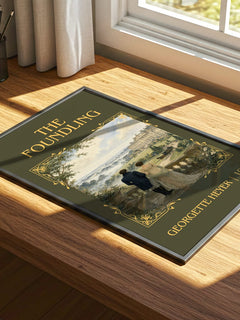The Foundling Classic Book Art Print by Georgette Heyer – print on a sunlit desk