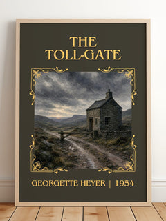 The Toll-Gate Classic Book Art Print by Georgette Heyer – framed print leaning on a wooden floor