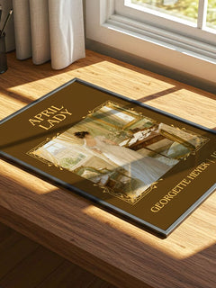 April Lady Classic Book Art Print by Georgette Heyer – print on a sunlit desk