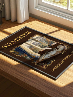 Sylvester Classic Book Art Print by Georgette Heyer – print on a sunlit desk