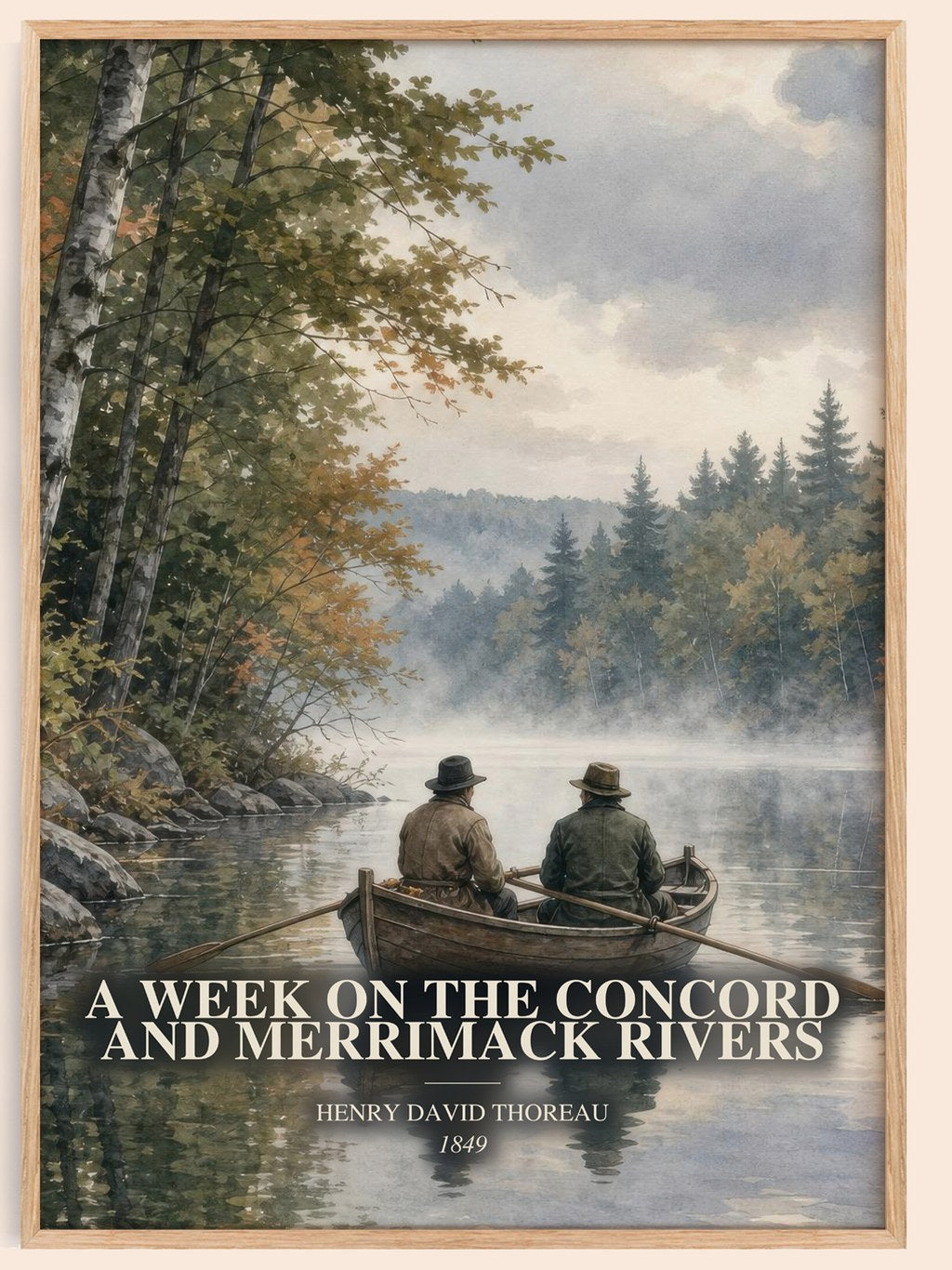 A Week On The Concord And Merrimack Rivers watercolour book poster by Henry David Thoreau – framed literary art print