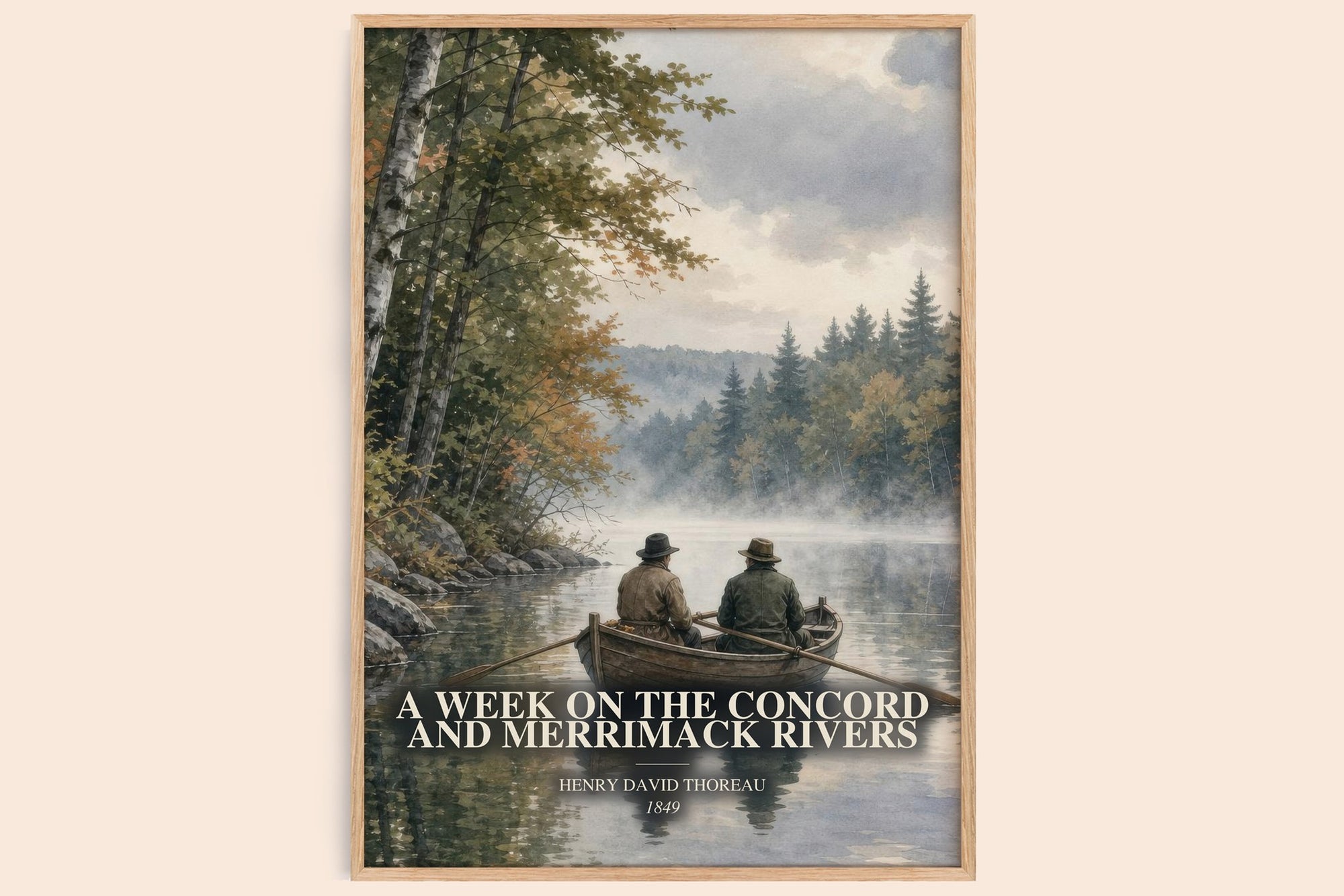 A Week On The Concord And Merrimack Rivers watercolour book poster by Henry David Thoreau – framed literary art print