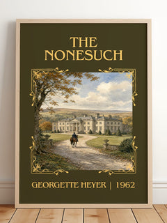 The Nonesuch Classic Book Art Print by Georgette Heyer – framed print leaning on a wooden floor