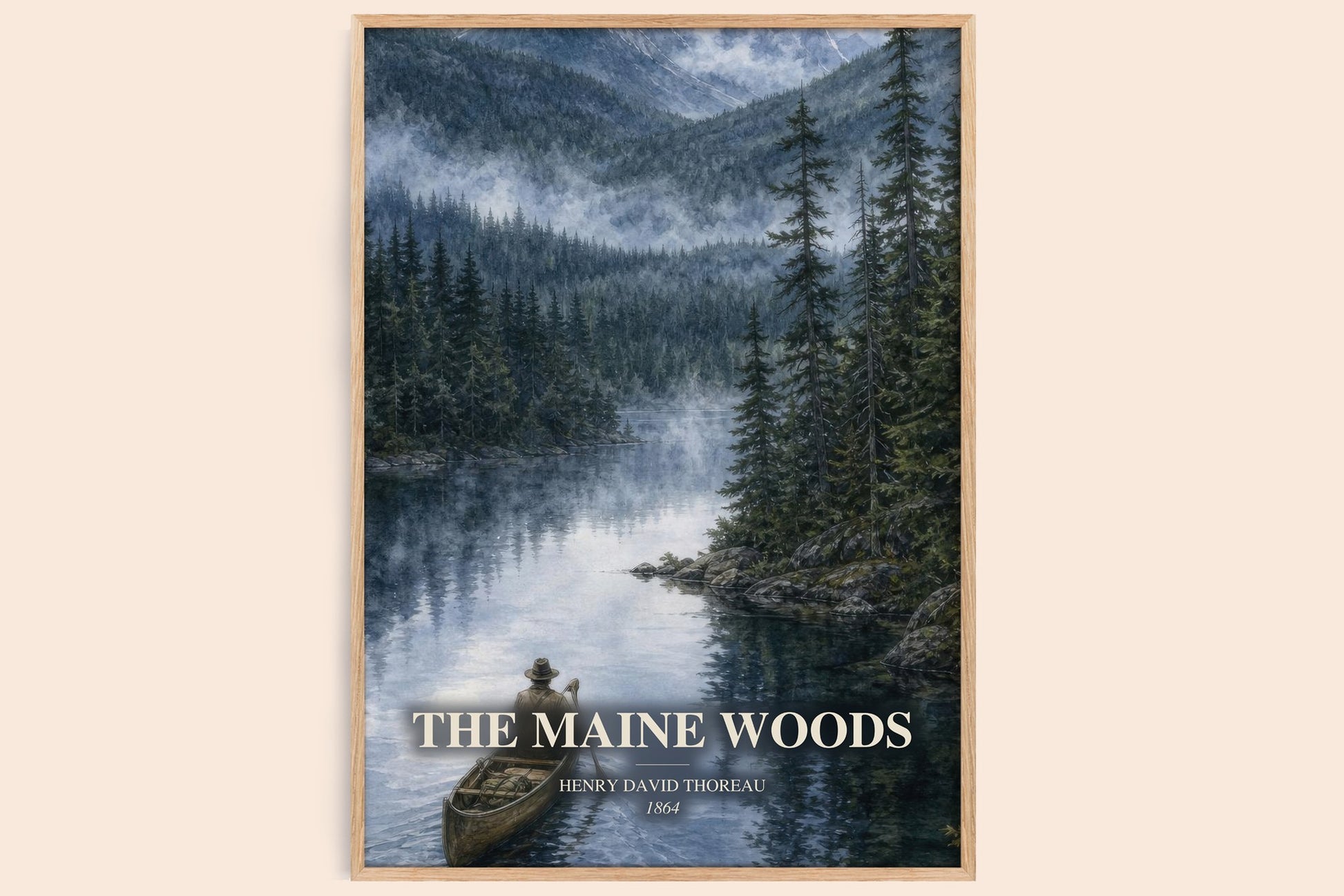 The Maine Woods watercolour book poster by Henry David Thoreau – framed literary art print