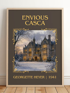 Envious Casca Classic Book Art Print by Georgette Heyer – framed print leaning on a wooden floor