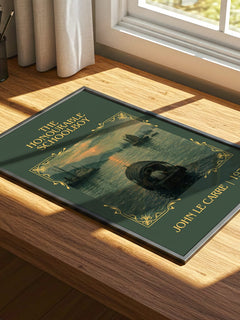 The Honourable Schoolboy Classic Book Art Print by John le Carré – print on a sunlit desk