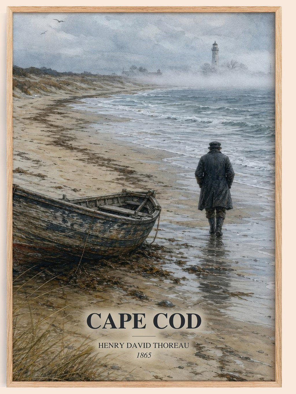 Cape Cod watercolour book poster by Henry David Thoreau – framed literary art print