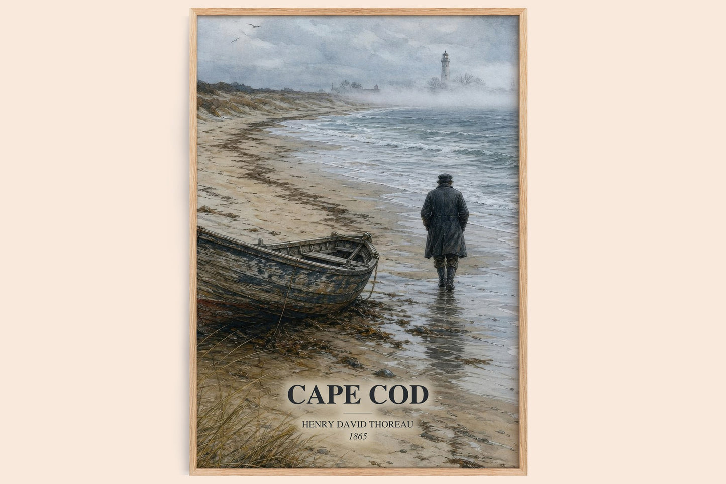 Cape Cod watercolour book poster by Henry David Thoreau – framed literary art print
