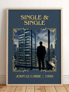Single & Single Classic Book Art Print by John le Carré – framed print leaning on a wooden floor