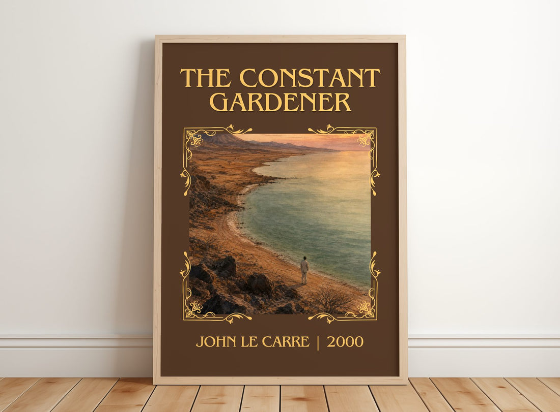 The Constant Gardener Classic Book Art Print by John le Carré – framed print leaning on a wooden floor