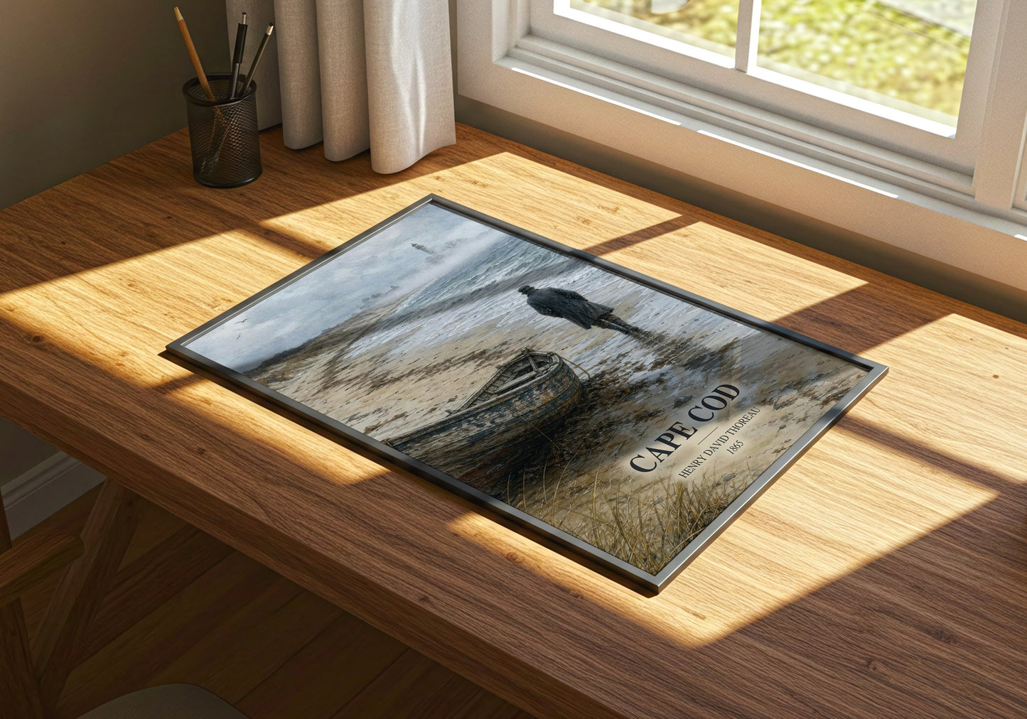 Cape Cod watercolour book poster framed on wall – non fiction wall art