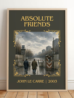 Absolute Friends Classic Book Art Print by John le Carré – framed print leaning on a wooden floor