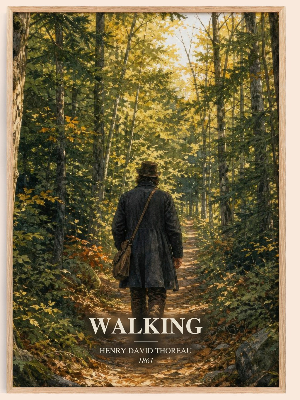 Walking watercolour book poster by Henry David Thoreau – framed literary art print