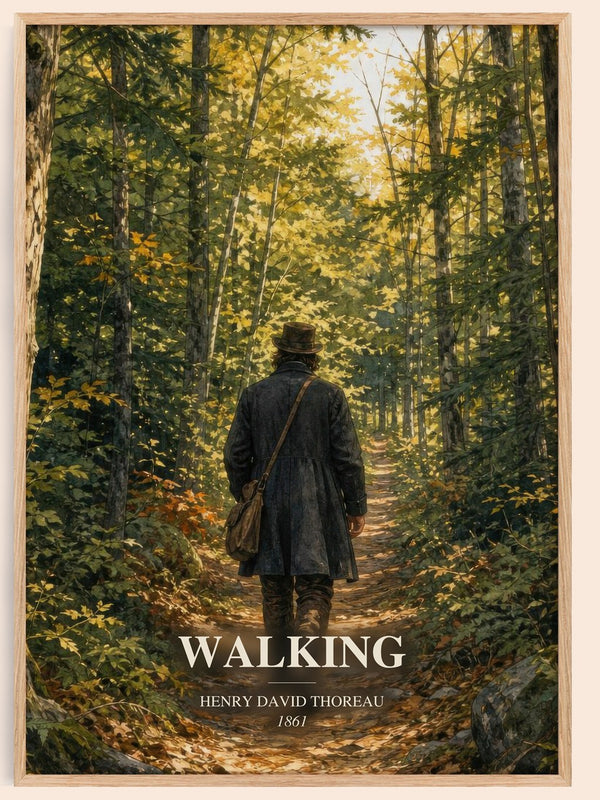 Walking watercolour book poster by Henry David Thoreau – framed literary art print
