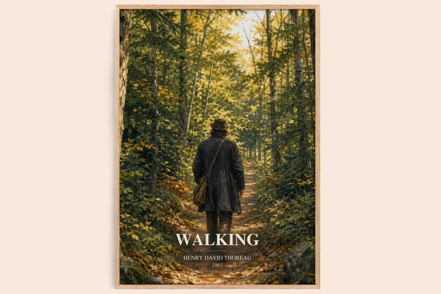 Walking watercolour book poster by Henry David Thoreau – framed literary art print