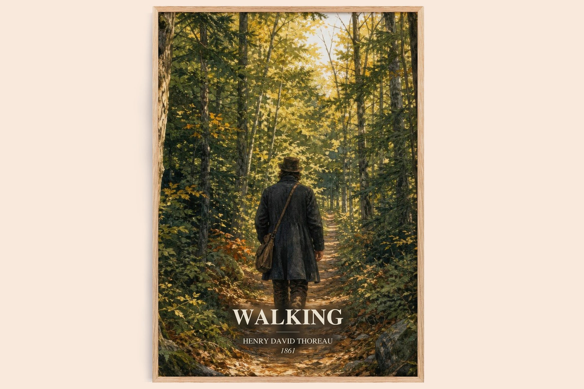 Walking watercolour book poster by Henry David Thoreau – framed literary art print