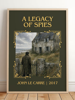 A Legacy of Spies Classic Book Art Print by John le Carré – framed print leaning on a wooden floor