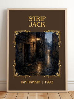 Strip Jack Classic Book Art Print by Ian Rankin – framed print leaning on a wooden floor