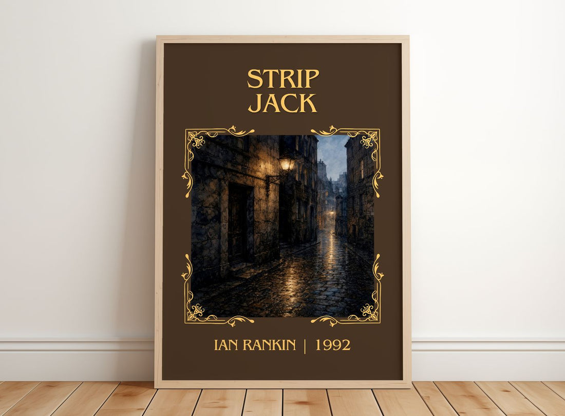 Strip Jack Classic Book Art Print by Ian Rankin – framed print leaning on a wooden floor