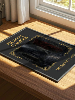 Mortal Causes Classic Book Art Print by Ian Rankin – print on a sunlit desk