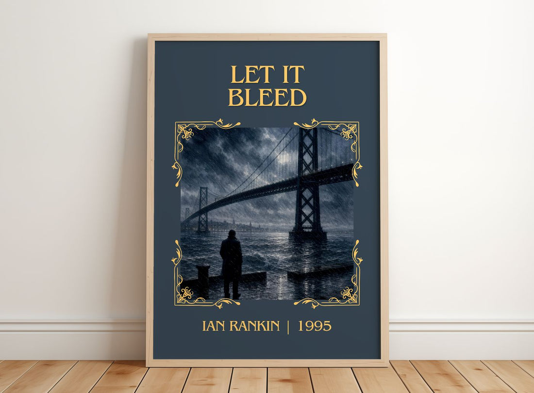 Let It Bleed Classic Book Art Print by Ian Rankin – framed print leaning on a wooden floor